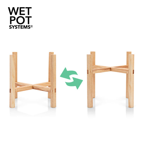 Support de plante en bois WetPotSystems compatible avec le Wet Pot M