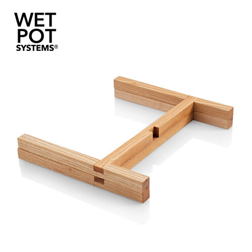 Support de plante wet pot rack en bois naturel Wet Pot Systems pour pot auto-arrosant Wet Pot taille L
